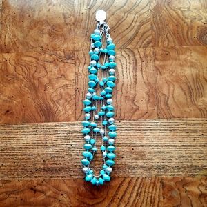 Blue & silver beaded necklace